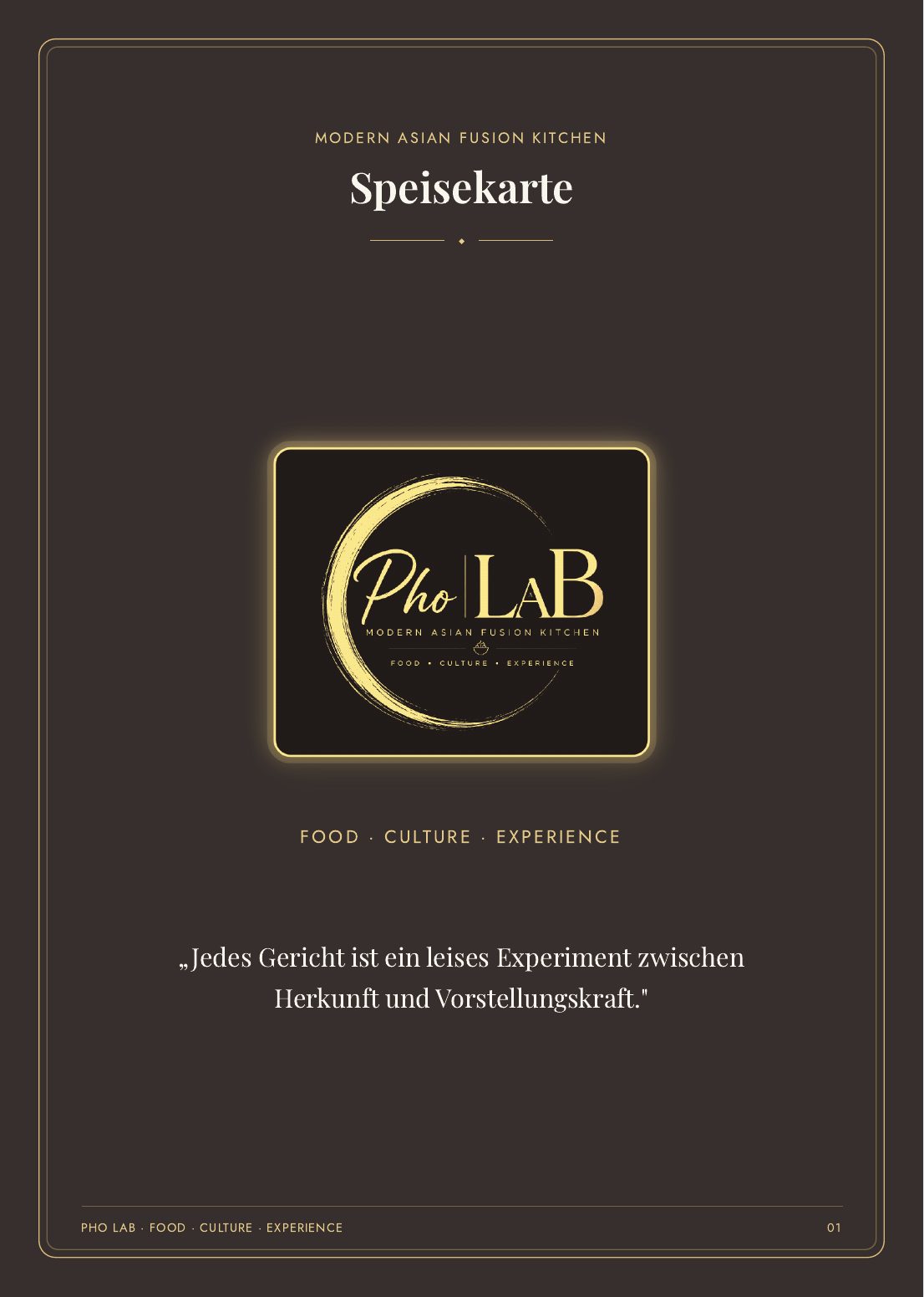 Pho LaB Speisekarte — Seite 1