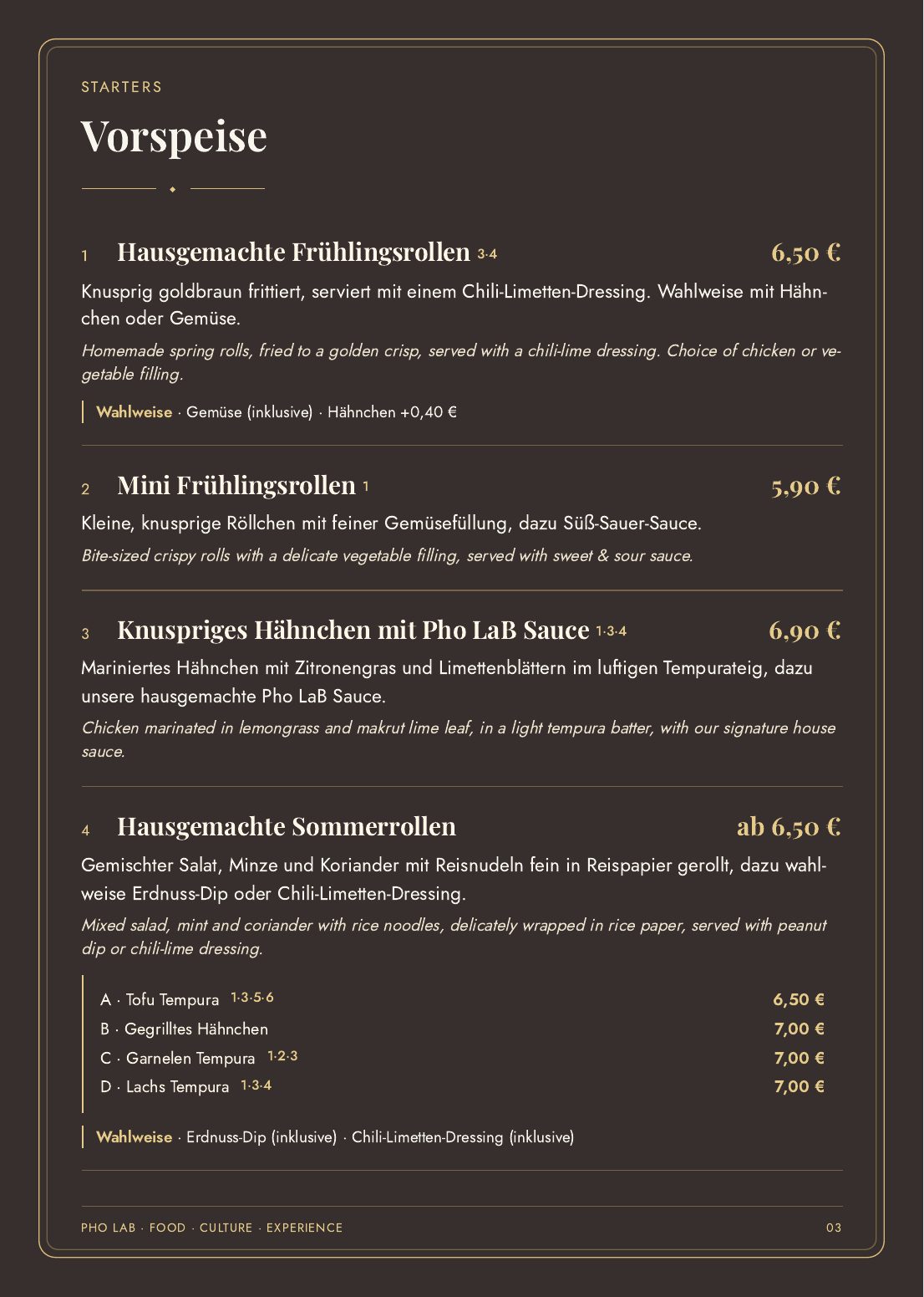 Pho LaB Speisekarte — Seite 3