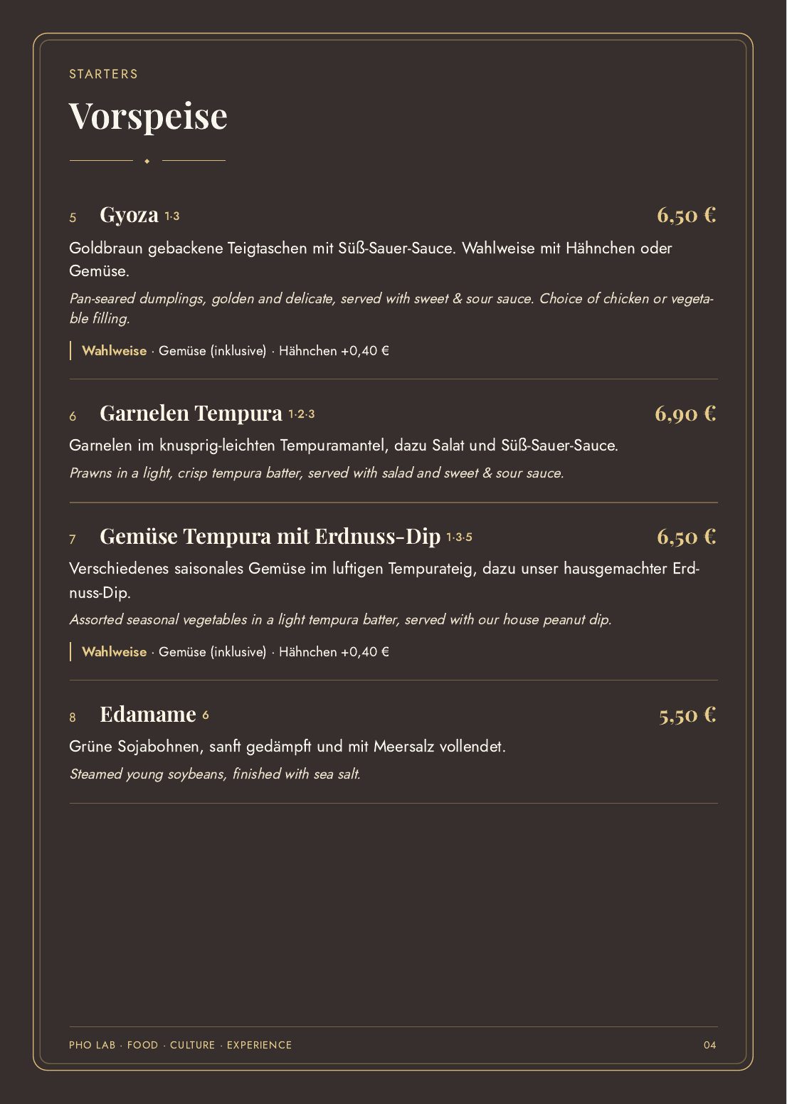 Pho LaB Speisekarte — Seite 4