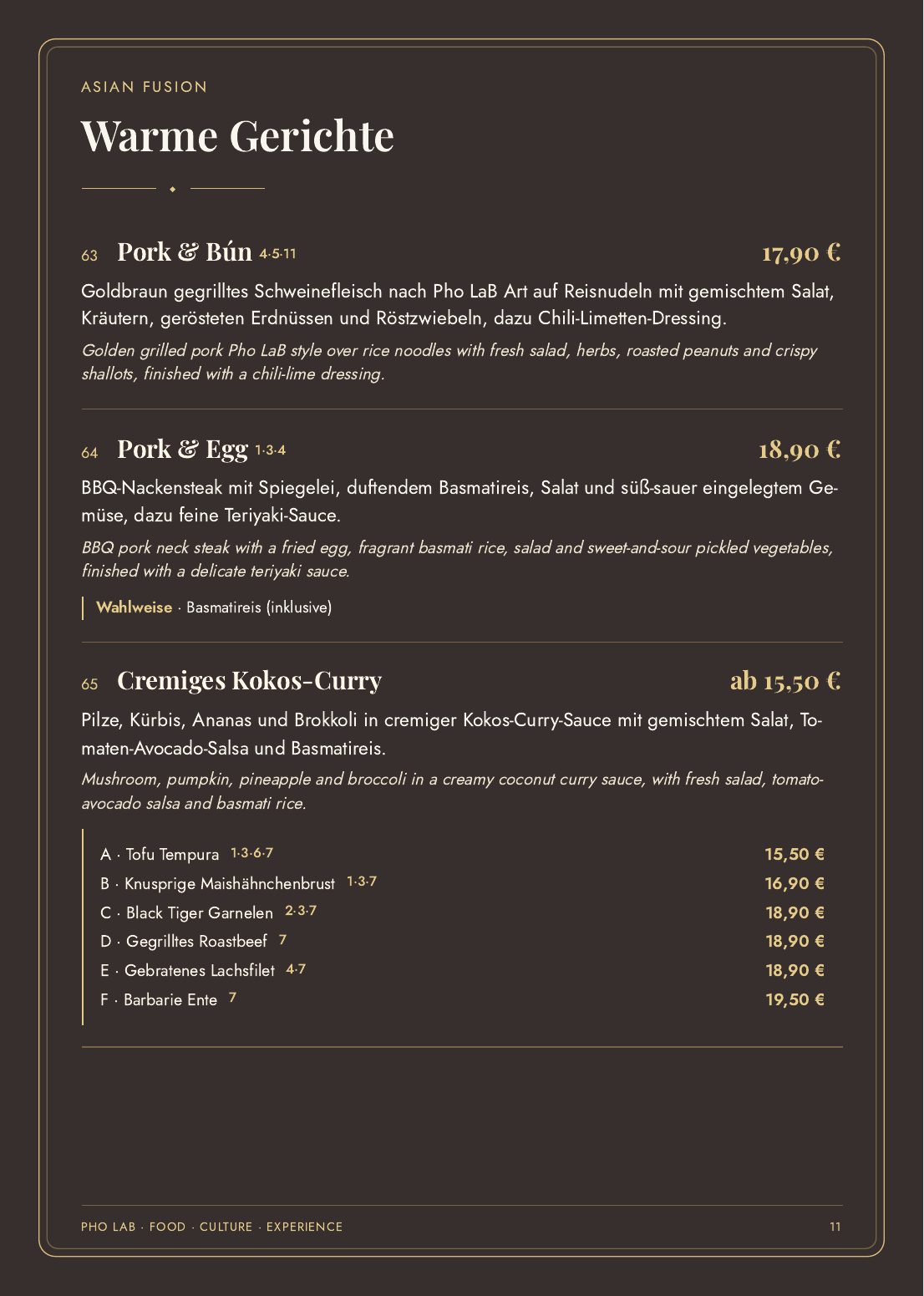 Pho LaB Speisekarte — Seite 11