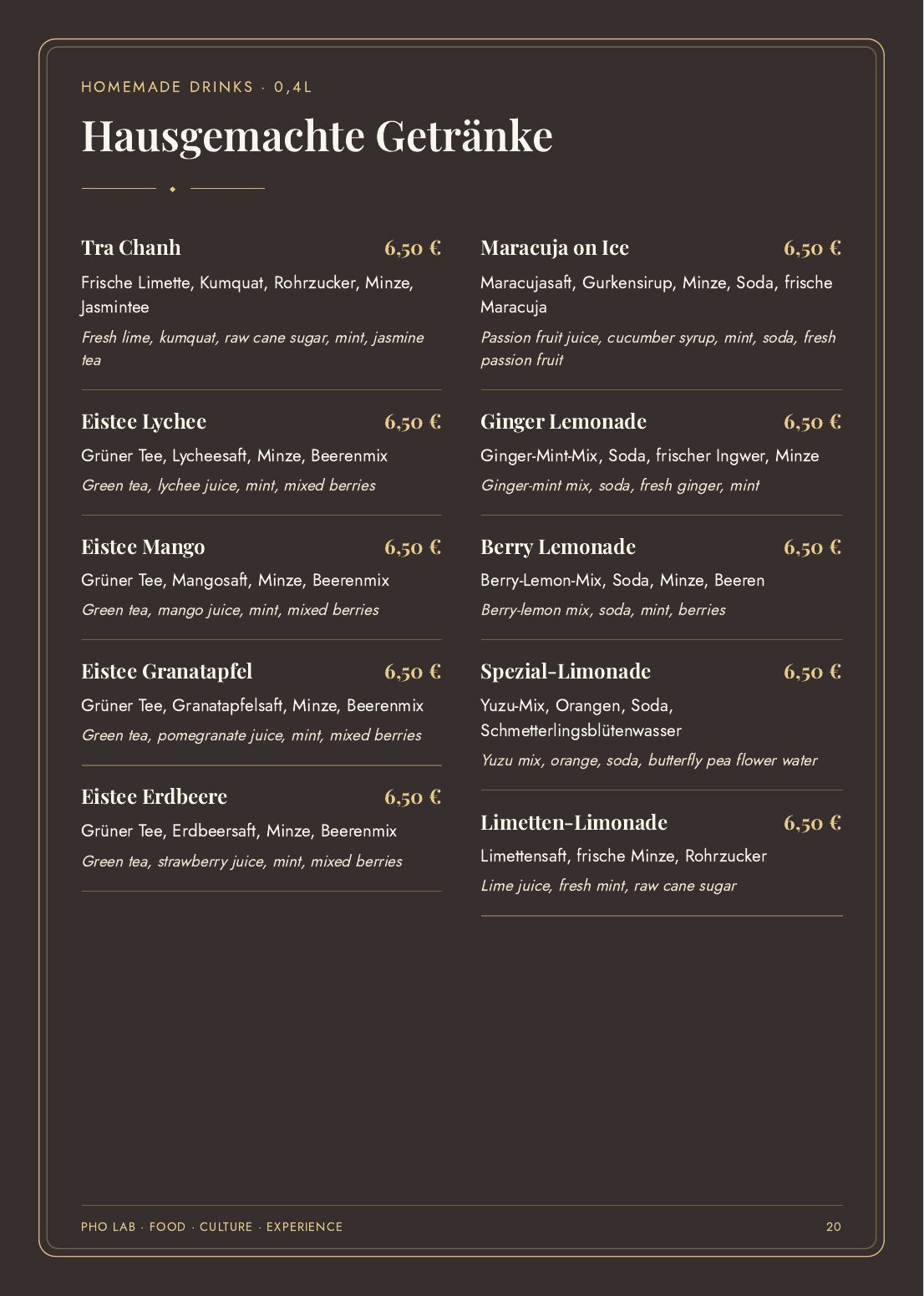 Pho LaB Speisekarte — Seite 20