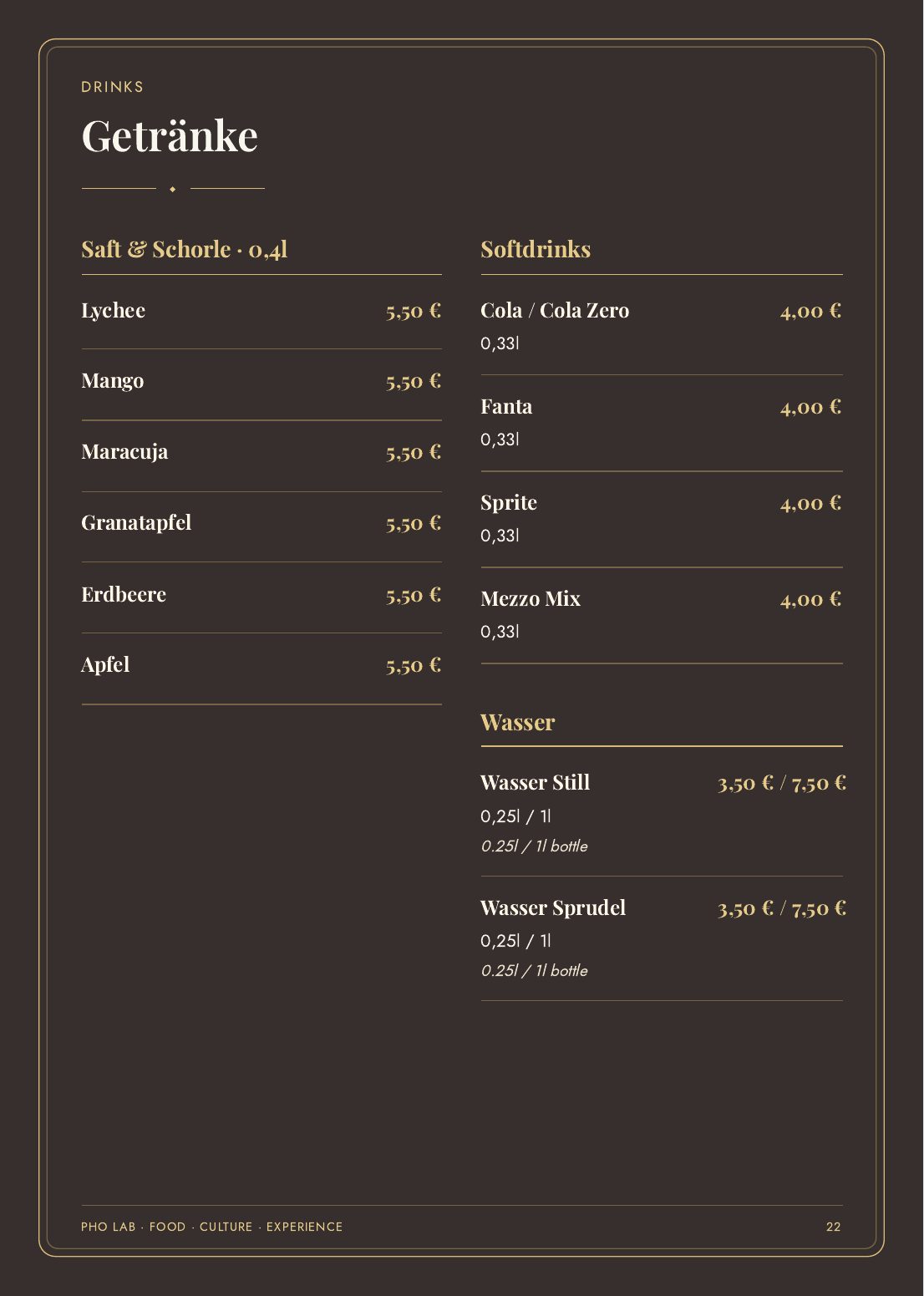 Pho LaB Speisekarte — Seite 22
